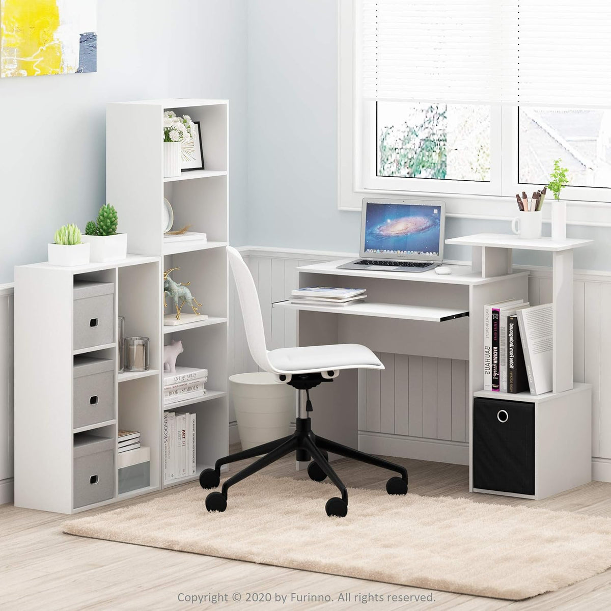 52" Tall 5 Tier Narrow Bookshelf – Closed Back Bookcase