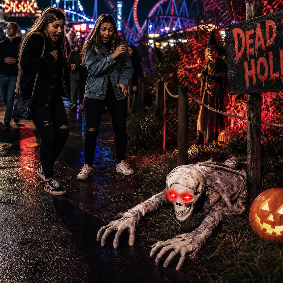 Crawling Zombie Animatronic | Sound-Activated Halloween Prop