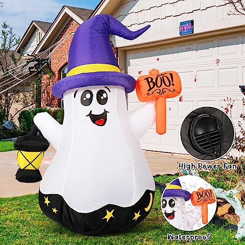 Halloween Inflatable Wizard Ghost 5FT | Outdoor Yard Decoration with LED Lights