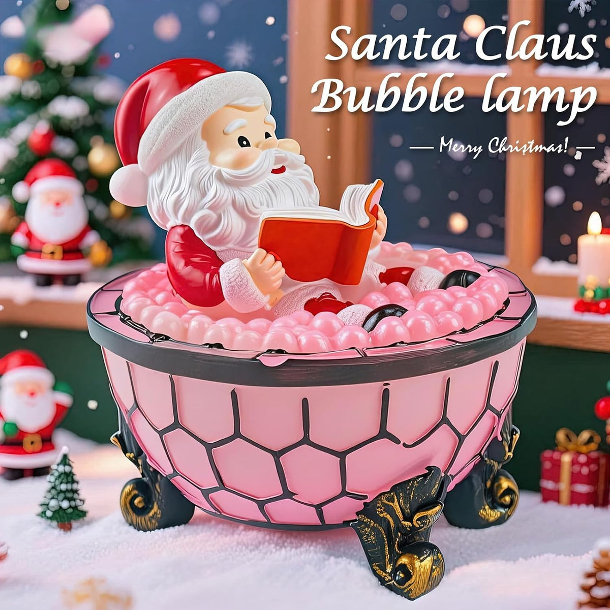 Santa Claus Bubble Bath Lamp | Christmas Reading Figurine Night Light