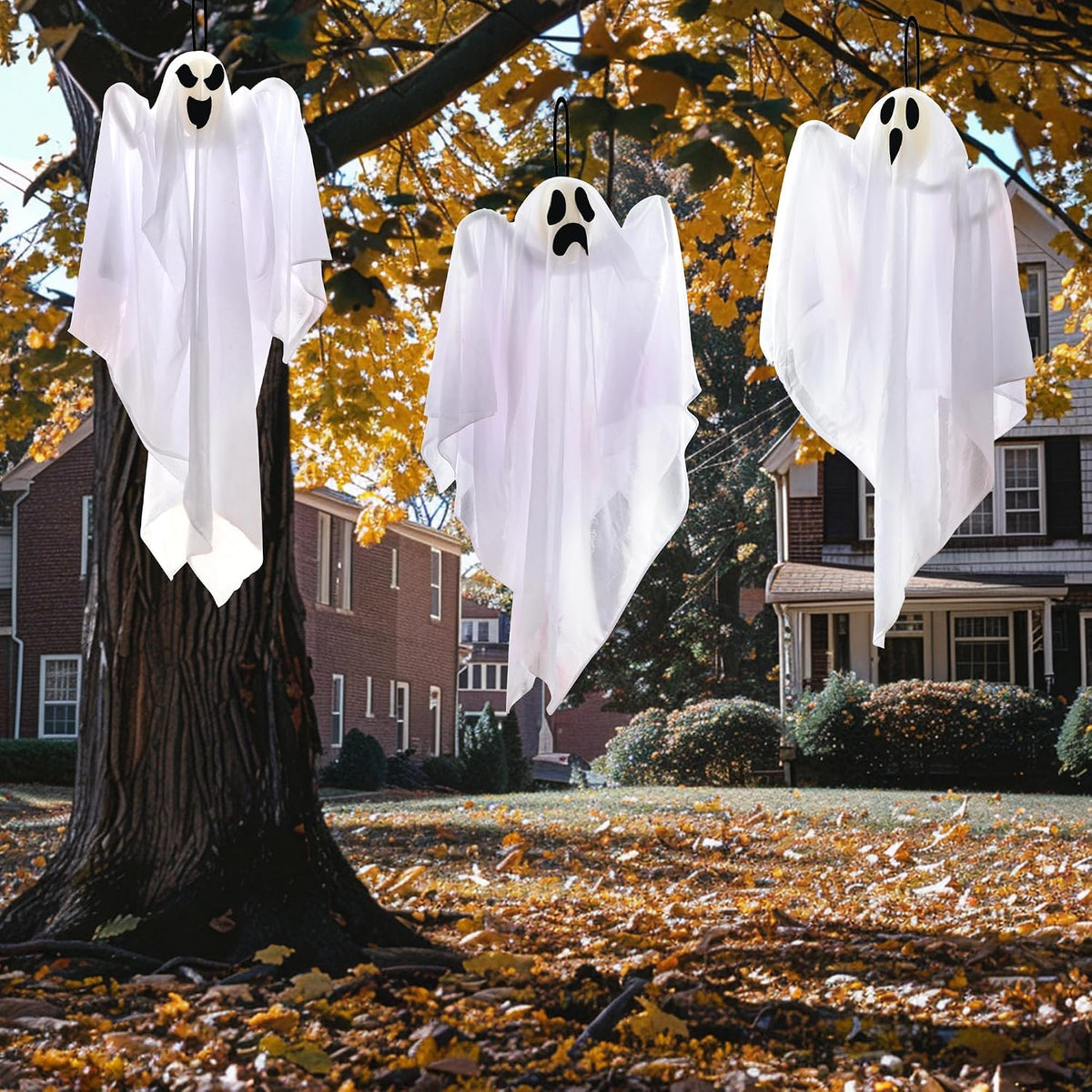 Hanging Ghost Halloween Decorations – 3pc Set, 27.5 Inch Flying Ghosts