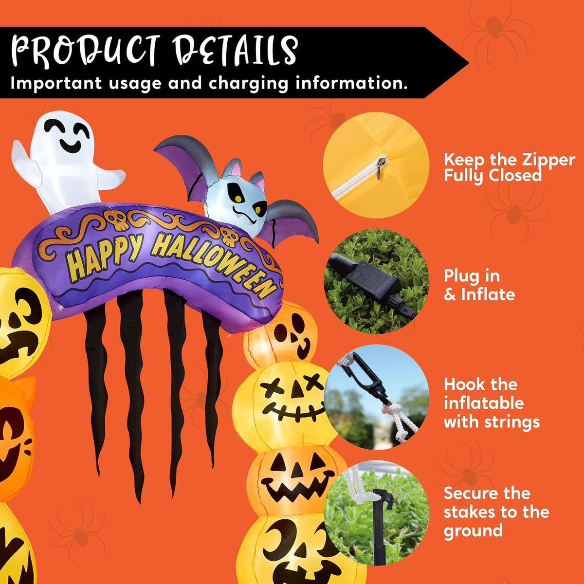 8FT Halloween Inflatable Pumpkin Archway | UL Certified Outdoor Yard Decoration