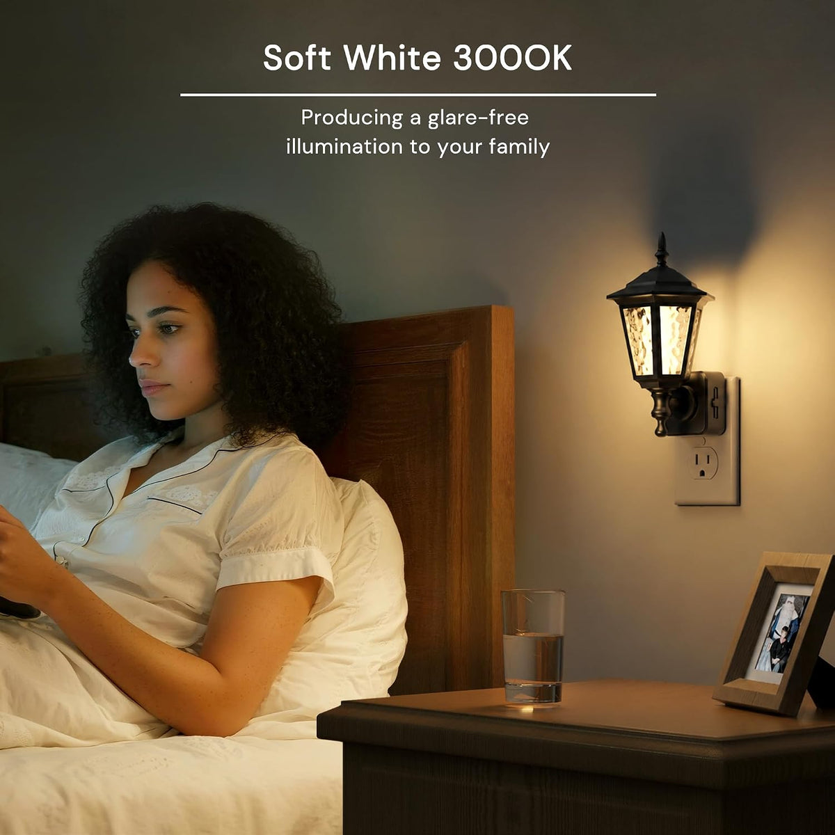 Plug In Wall Sconce Night Light | Dimmable Sensor Light for Hallway & Bedroom