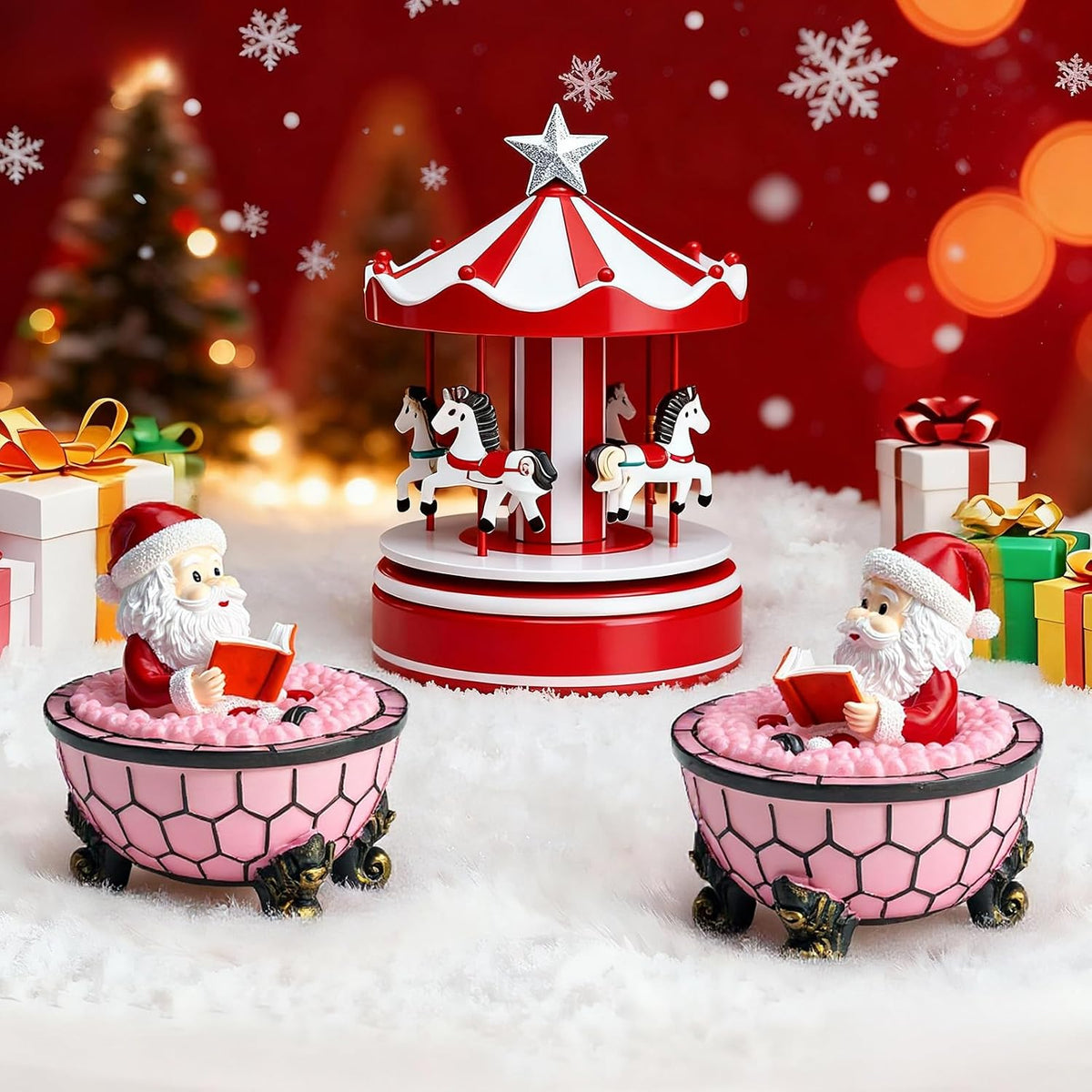 Santa Claus Bubble Bath Lamp | Christmas Reading Figurine Night Light