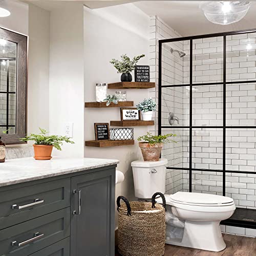 Set of 4 Floating Wall Shelves – 15.7" with Hidden Brackets