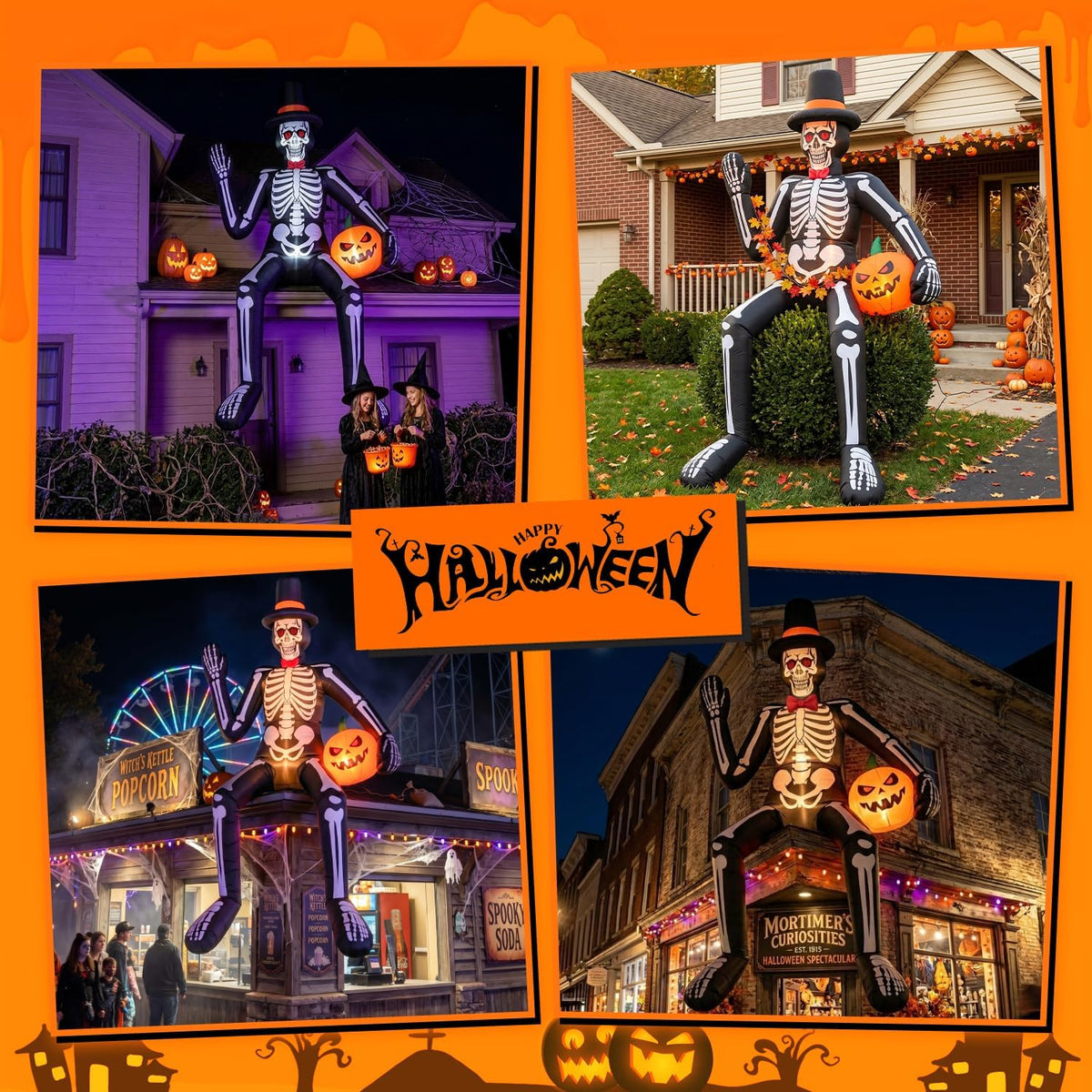 14FT Halloween Inflatable Skeleton | Giant Outdoor Yard Decoration with LED Lights
