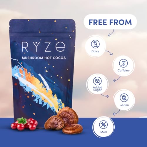 Mushroom Hot Cocoa with Melatonin, Reishi & L-Theanine – Nighttime Cacao Drink Mix (20 Servings)