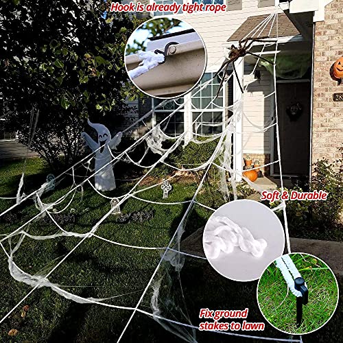 Giant Halloween Spider Web 200" with 59" Spider | Outdoor Yard Decoration Kit