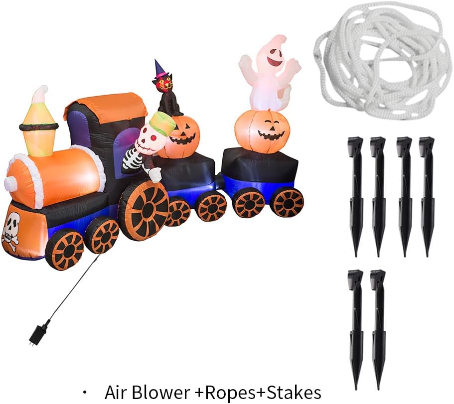9FT Halloween Inflatable Train | Outdoor Yard Decoration with Ghosts & Pumpkin