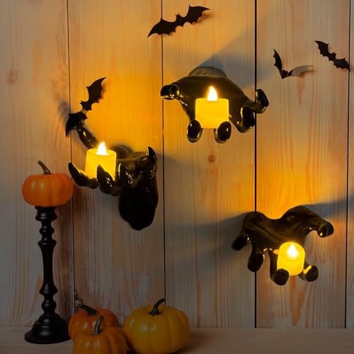 Creepy Hands with Candles Wall Decor – 3-Piece Halloween Set