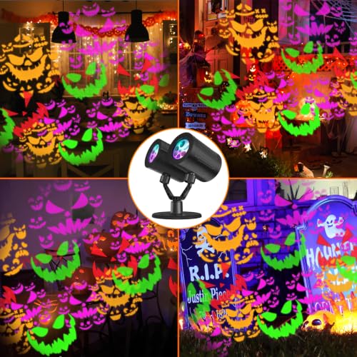 Halloween Projector Light | Dual Head Devil Face Outdoor Projection with Timer