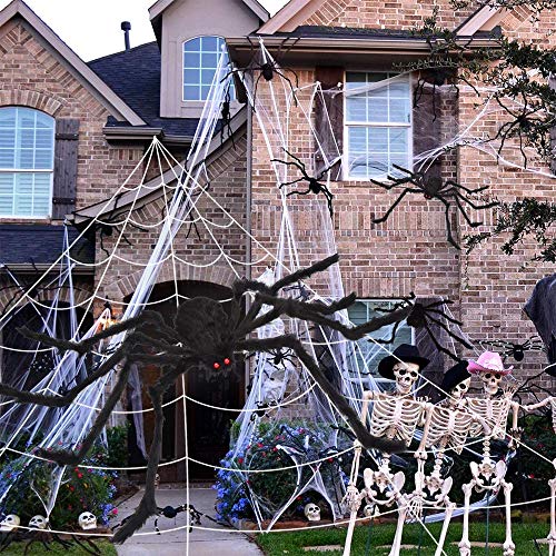 Giant Halloween Spider Web 200" with 59" Spider | Outdoor Yard Decoration Kit