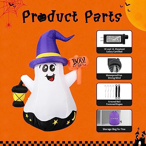 Halloween Inflatable Wizard Ghost 5FT | Outdoor Yard Decoration with LED Lights