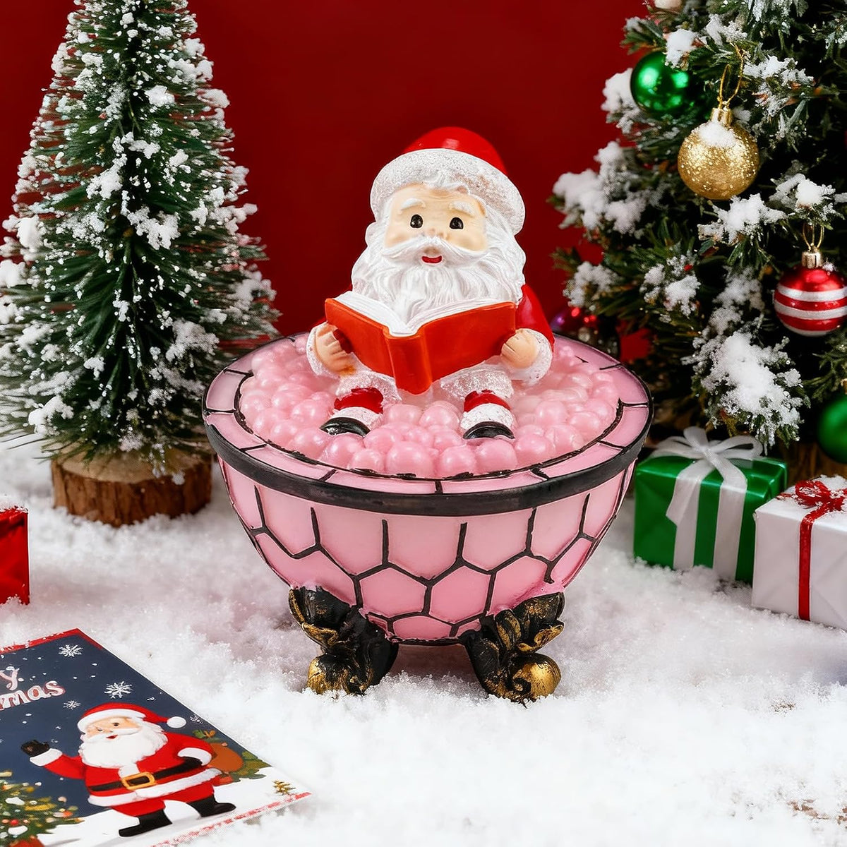 Santa Claus bubble bath reading figurine night light