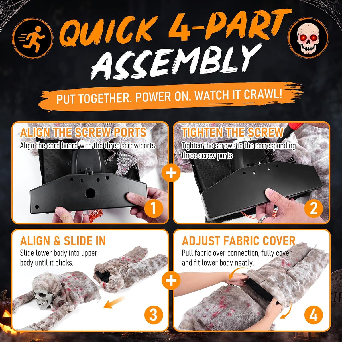 Crawling Zombie Animatronic | Sound-Activated Halloween Prop