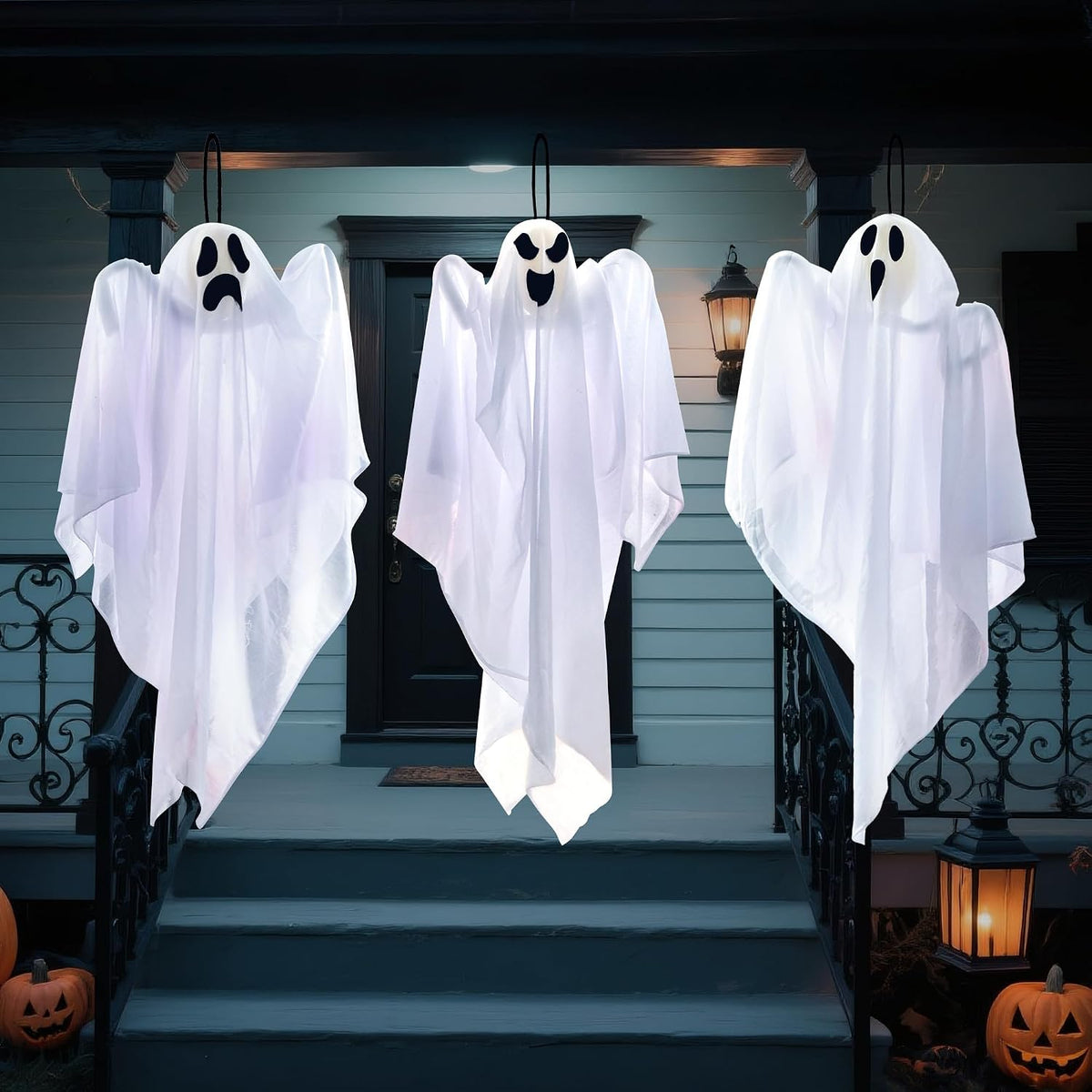 Hanging Ghost Halloween Decorations – 3pc Set, 27.5 Inch Flying Ghosts