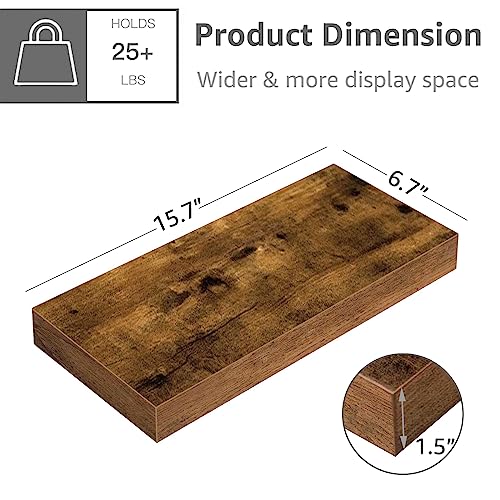 Set of 4 Floating Wall Shelves – 15.7" with Hidden Brackets