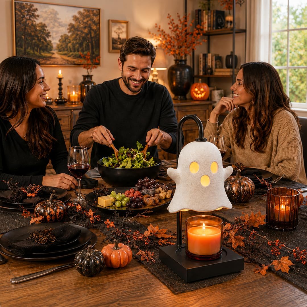 Ghost Candle Warmer Lamp with Timer & Dimmer – Cute Halloween Decor