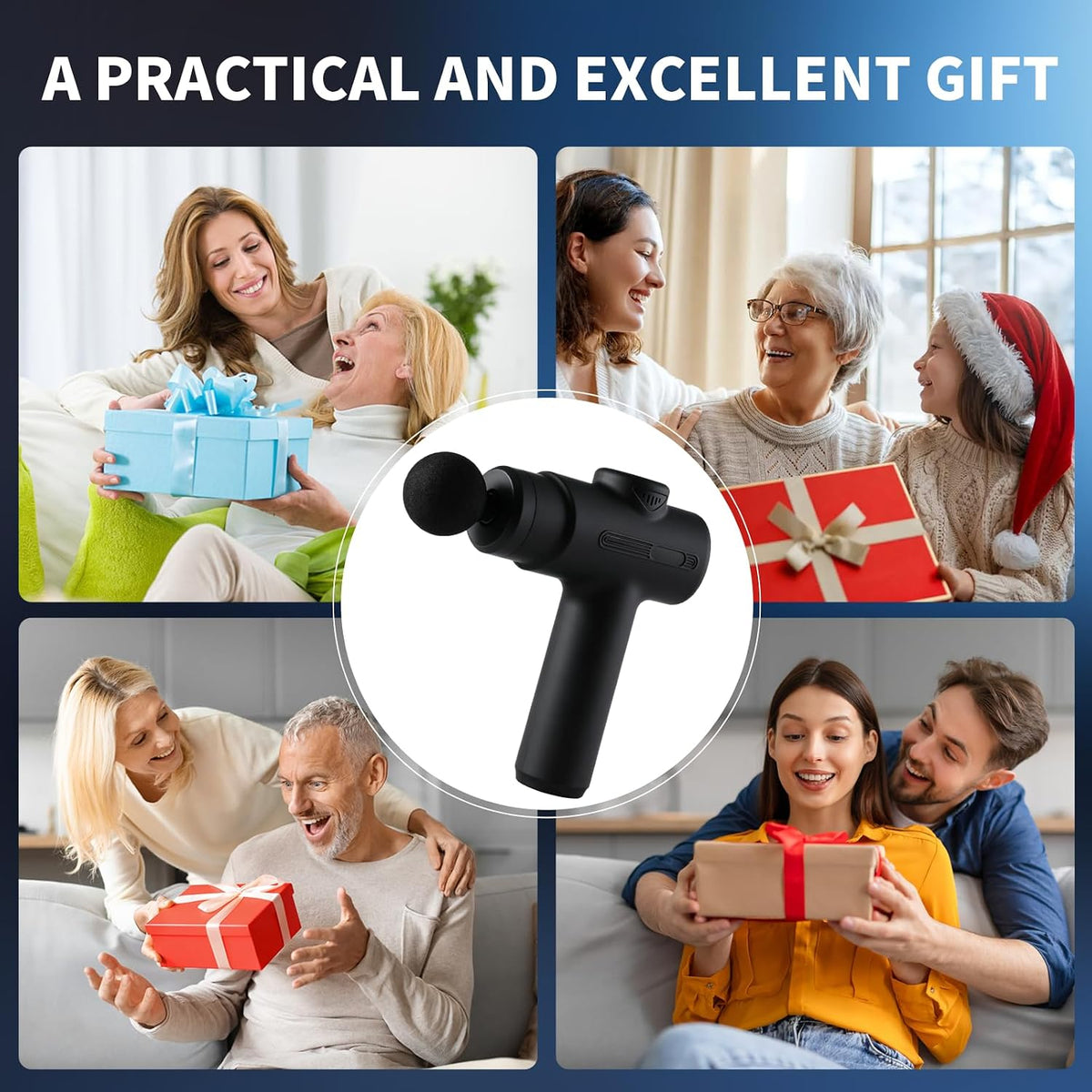 Massage Gun Deep Tissue | 6 Speeds, 8 Heads, Quiet Brushless Percussion Massager