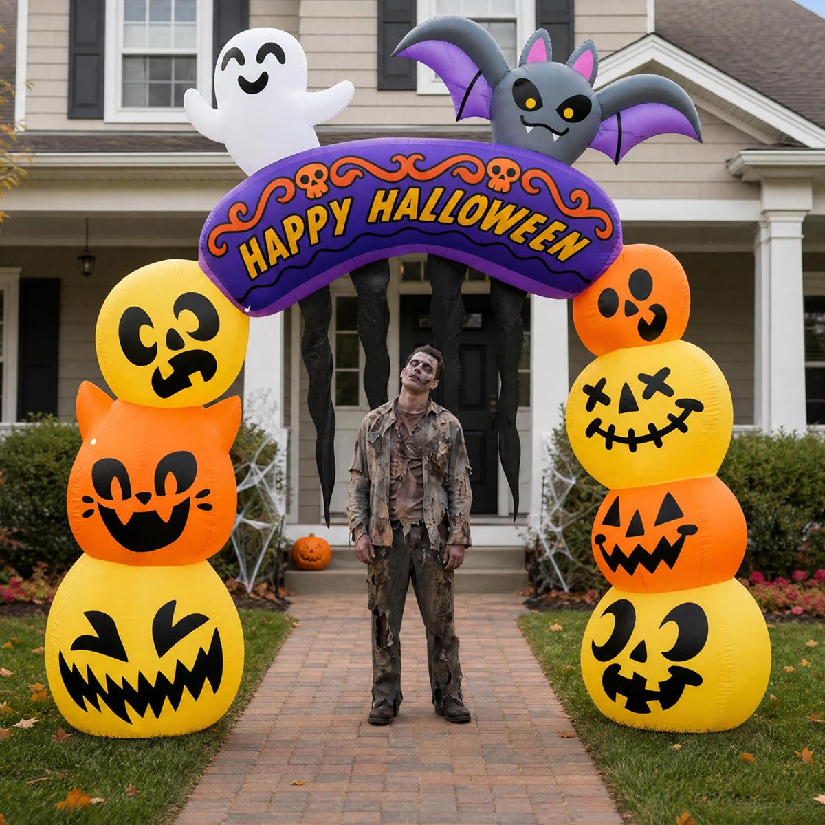 8FT Halloween Inflatable Pumpkin Archway | UL Certified Outdoor Yard Decoration