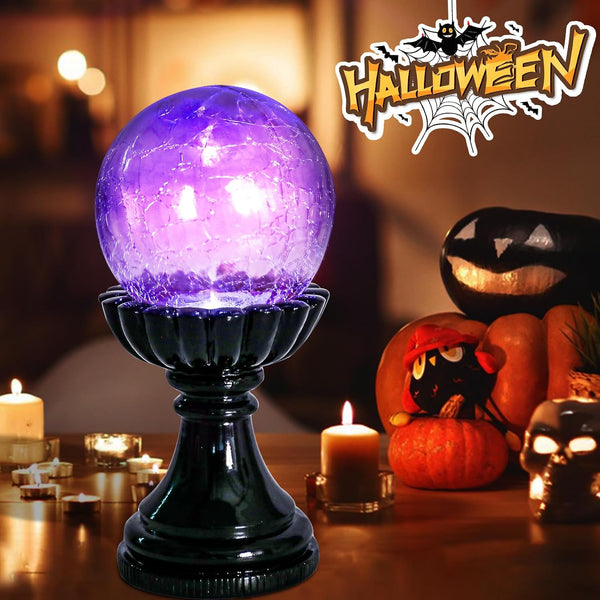 Halloween crystal ball light with purple LED glow