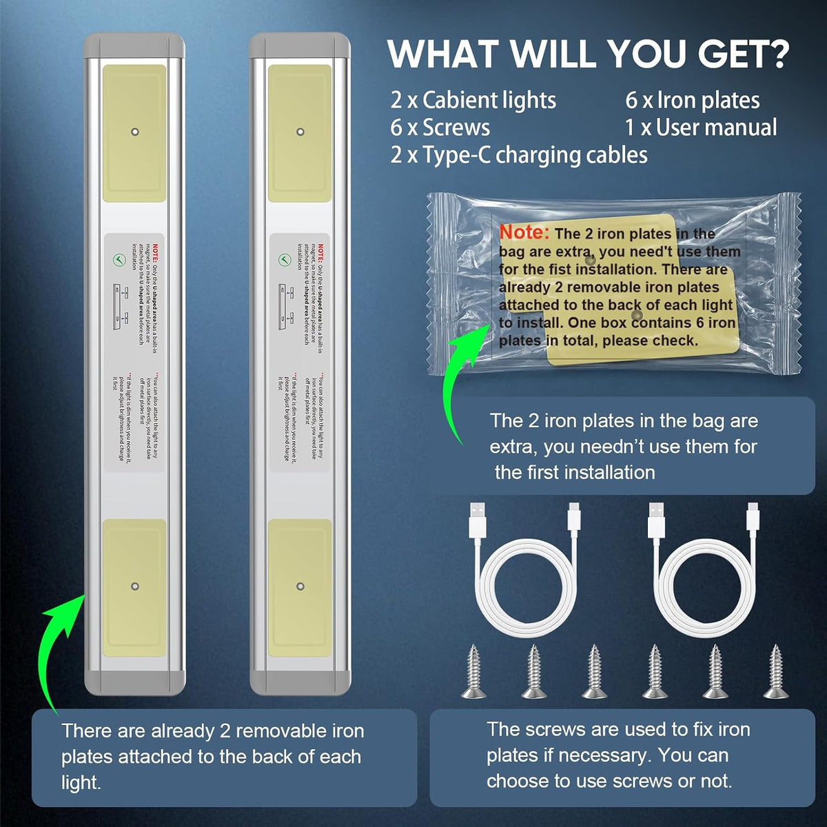 Motion Sensor Under Cabinet Light | Rechargeable Dimmable LED Closet Light