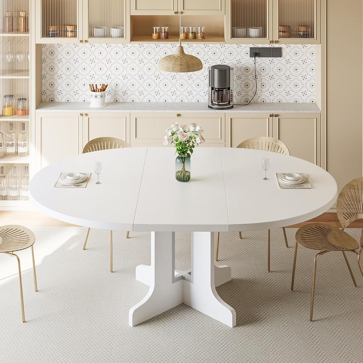 Extendable Black Dining Table – Seats 4 to 8, 43" Extends to 59"