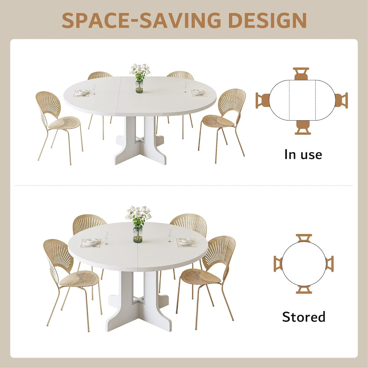 Extendable Black Dining Table – Seats 4 to 8, 43" Extends to 59"