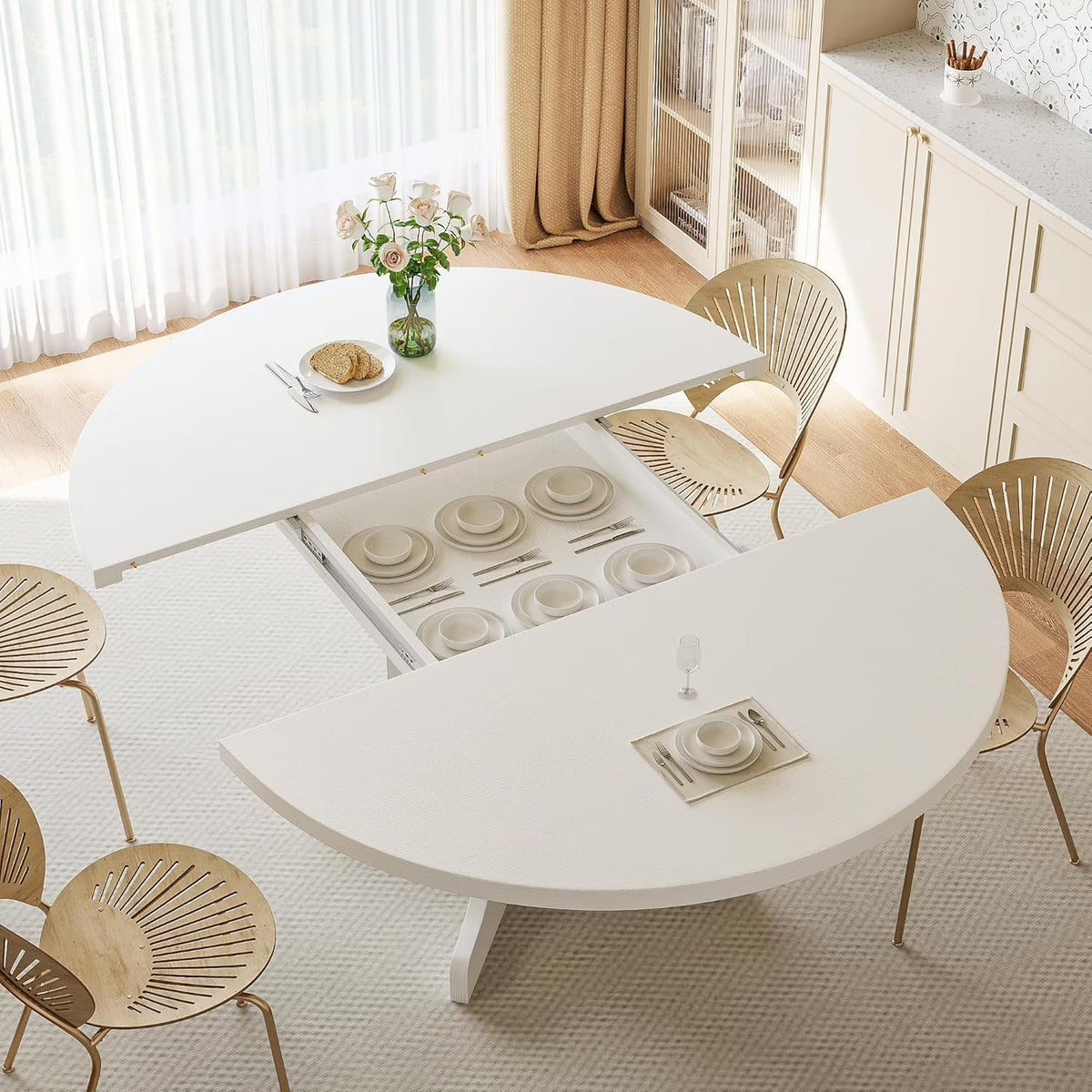 Extendable Black Dining Table – Seats 4 to 8, 43" Extends to 59"