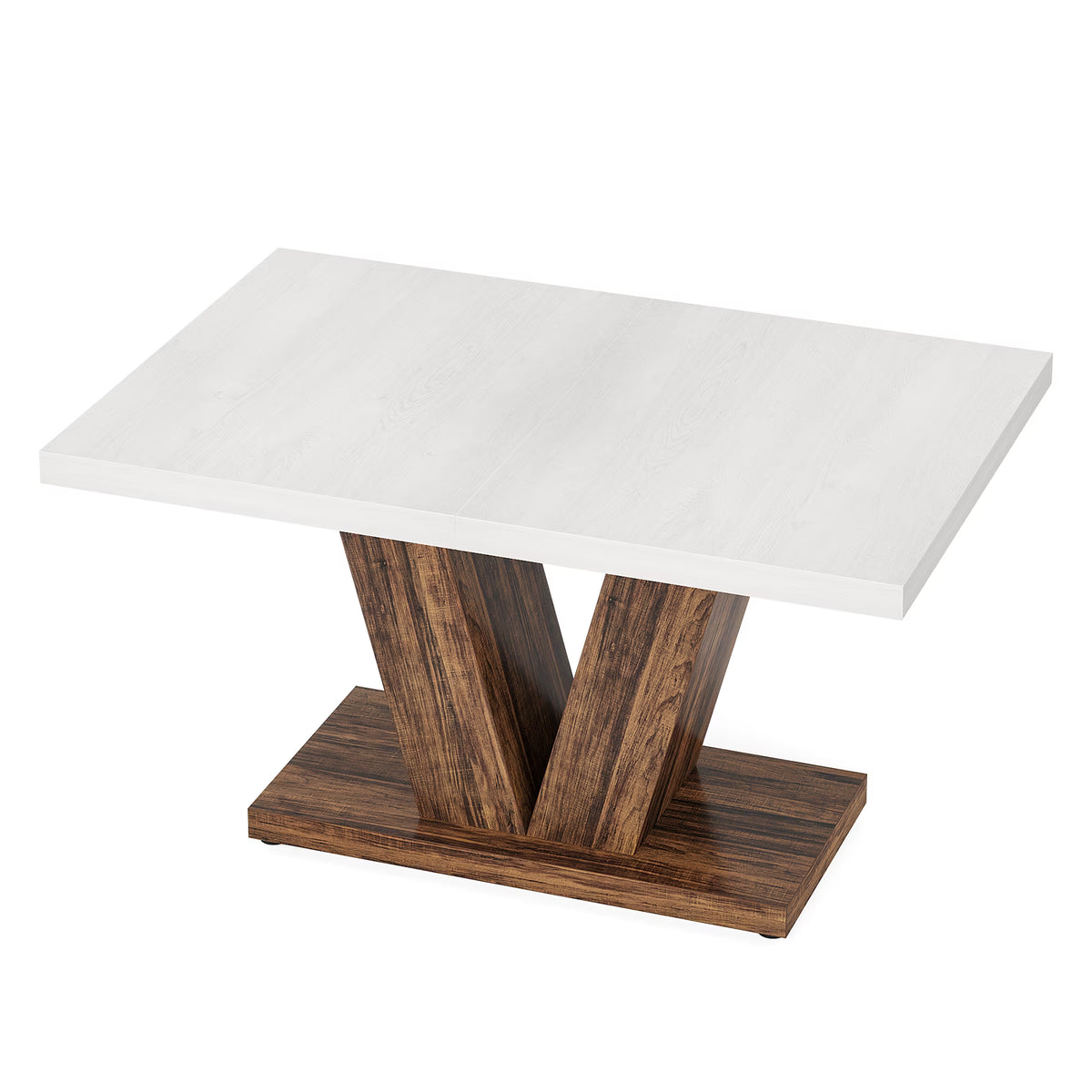 47 Inch Rustic Farmhouse Dining Table – Seats 4, V-Base