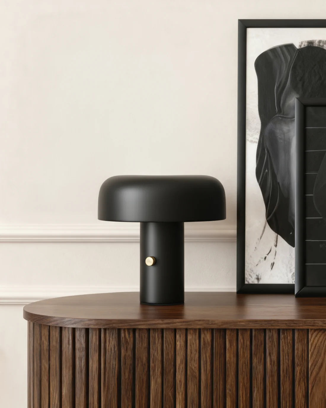 Mushroom Table Lamp with Dimmer | Modern Bedside Lamp in Cream or Black