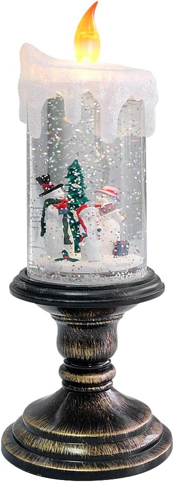 Halloween Snow Globe Candle | Spinning Glitter Flameless Candle with Timer