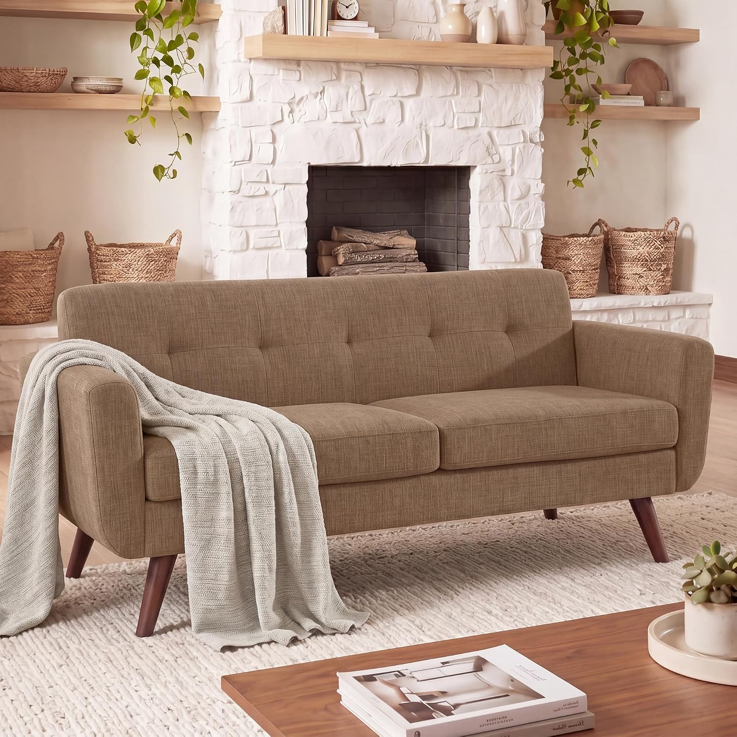 Small Loveseat Sofa for Living Room | 2-Seater Tufted Couch for Apartments