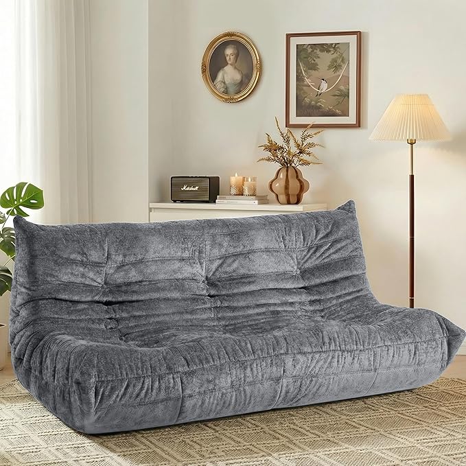 3 Seater Foam Bean Bag Sofa – Velvet Lazy Chair, No Assembly