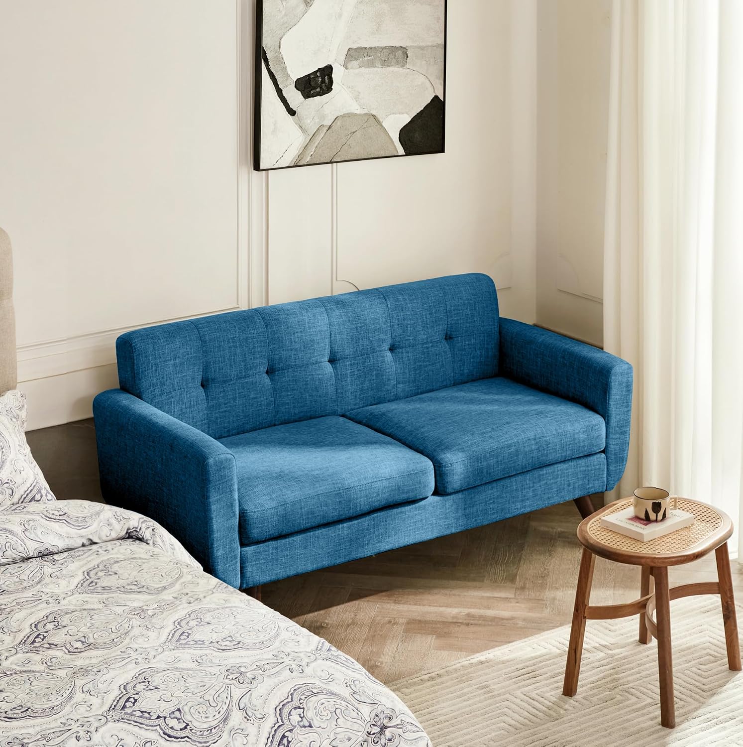 Small Loveseat Sofa for Living Room | 2-Seater Tufted Couch for Apartments