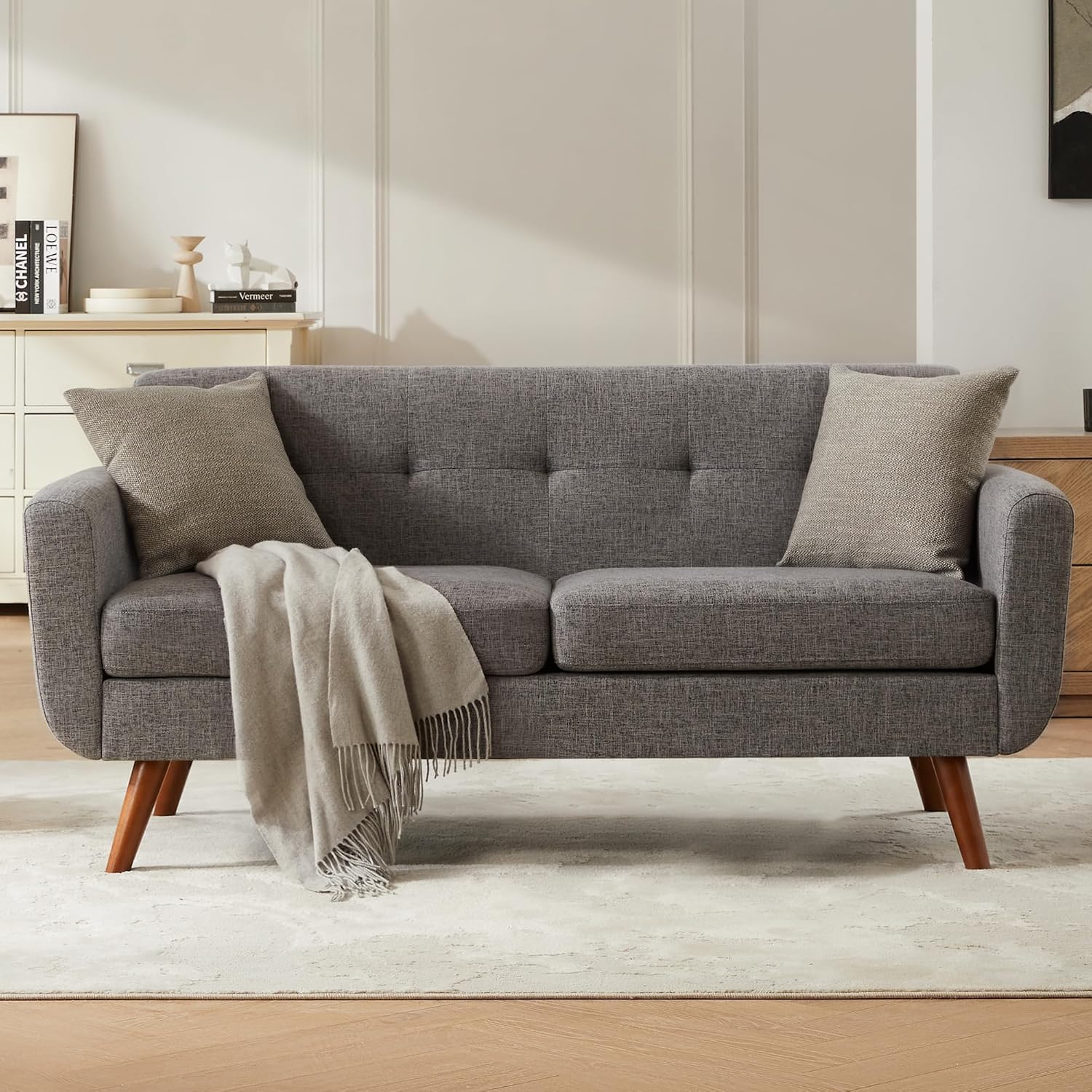 Small Loveseat Sofa for Living Room | 2-Seater Tufted Couch for Apartments