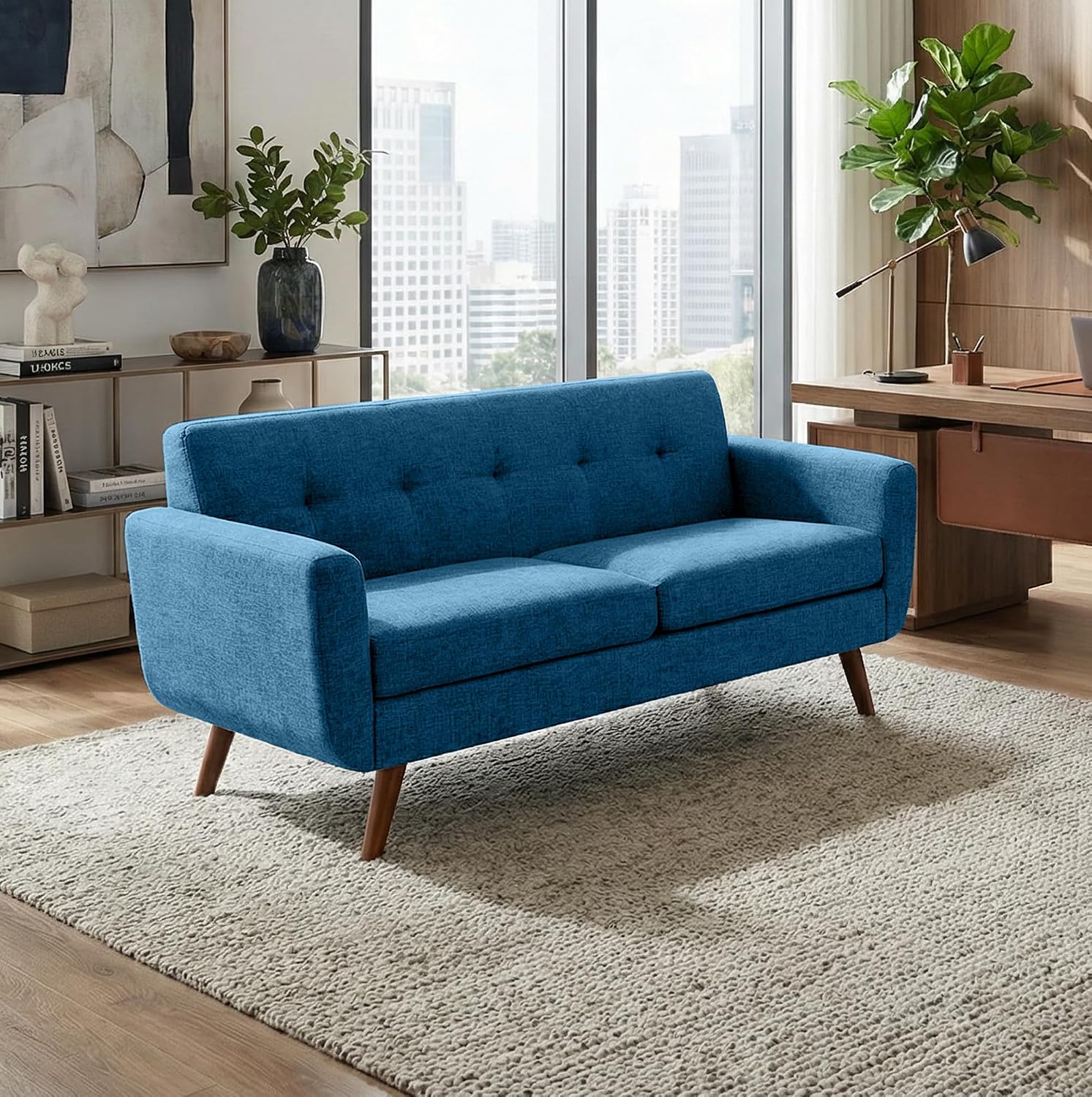 Small Loveseat Sofa for Living Room | 2-Seater Tufted Couch for Apartments