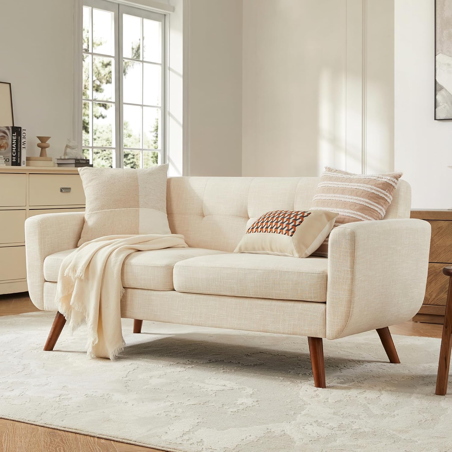 Small Loveseat Sofa for Living Room | 2-Seater Tufted Couch for Apartments