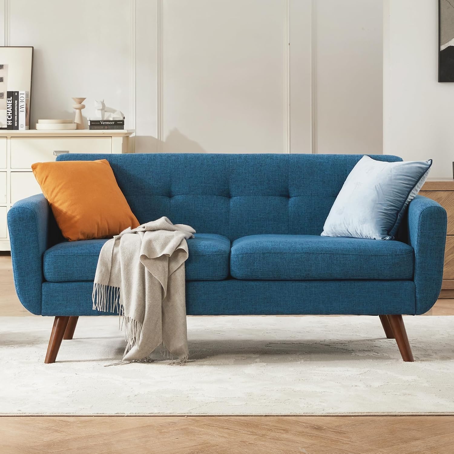 Small tufted loveseat sofa for living room