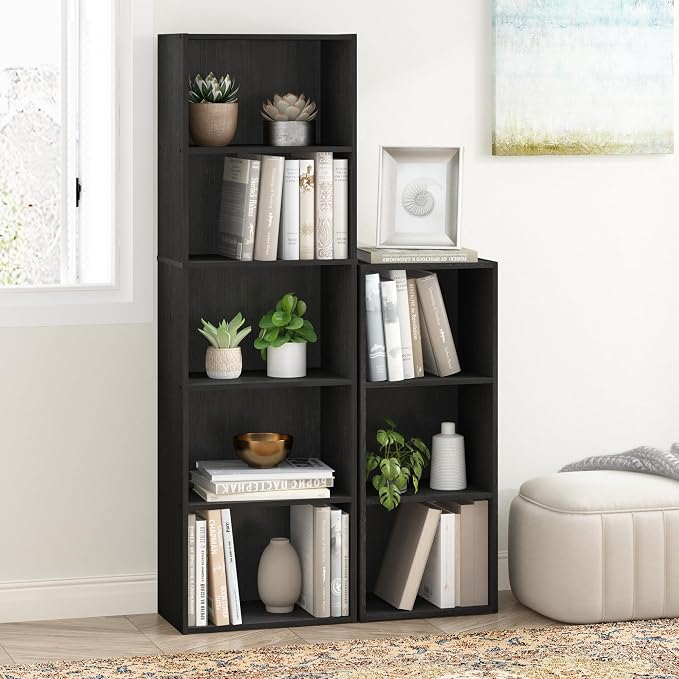 52" Tall 5 Tier Narrow Bookshelf – Closed Back Bookcase