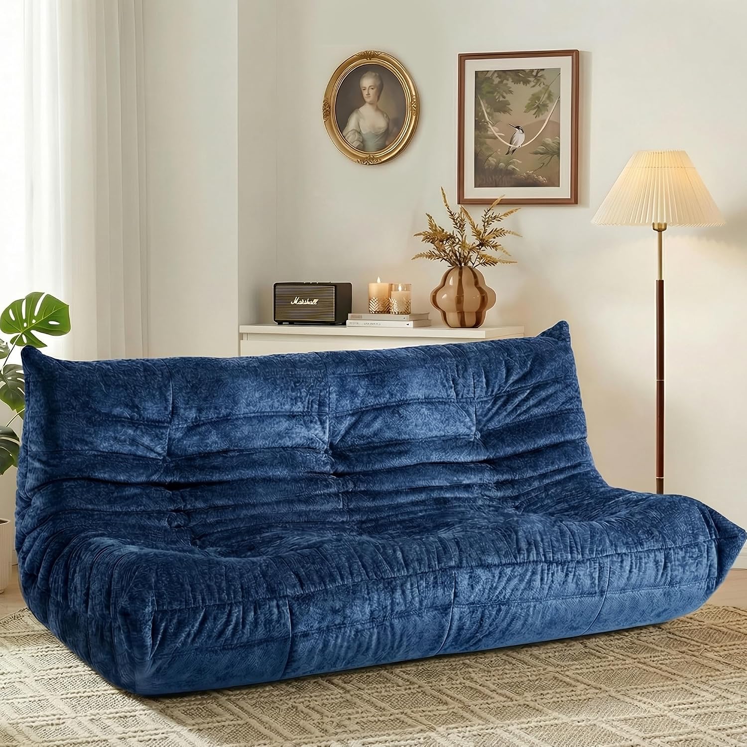 3 Seater Foam Bean Bag Sofa – Velvet Lazy Chair, No Assembly