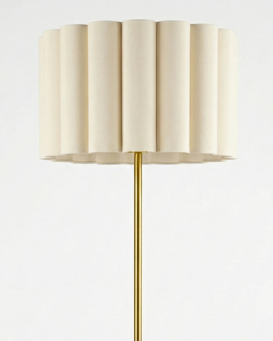 Brass Floor Lamp for Living Room | Modern Standing Lamp with Fabric Shade