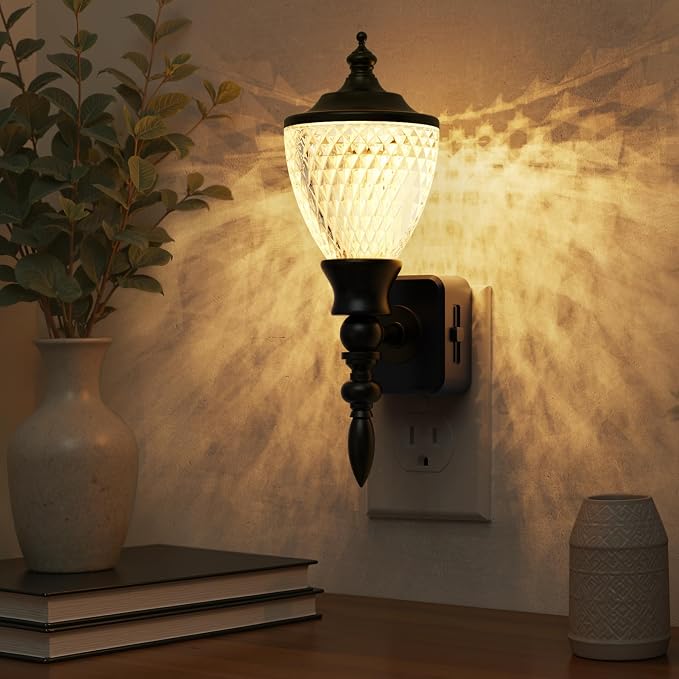 Plug In Wall Sconce Night Light | Dimmable Sensor Light for Hallway & Bedroom