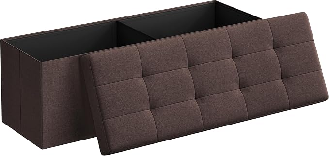 Storage Ottoman Bench 43" – Foldable Tufted Bench with 35 Gallon Storage