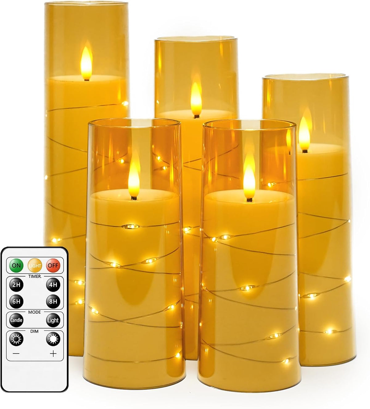 Flameless LED Candles Set of 5 | Flickering Battery Candles with Timer
