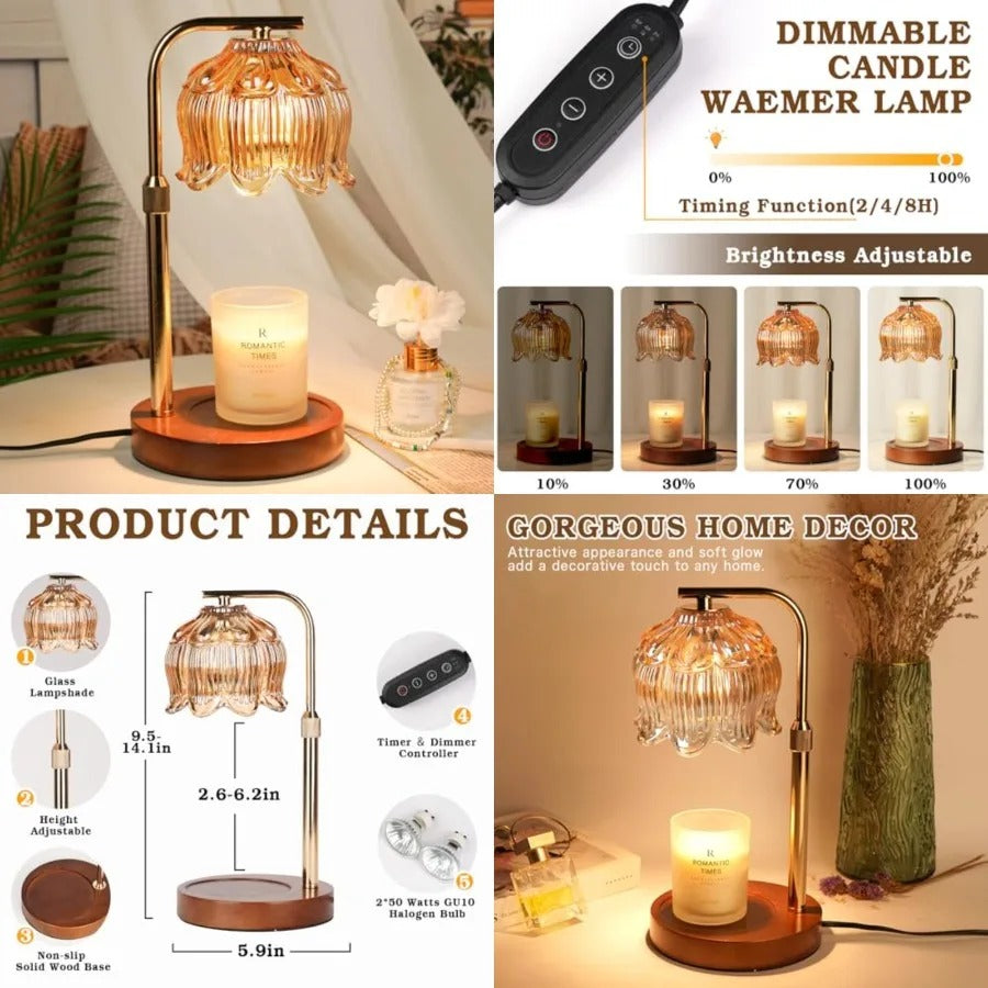 Candle Warmer Lamp with Timer | Height Adjustable, Fits Yankee Candle Jars