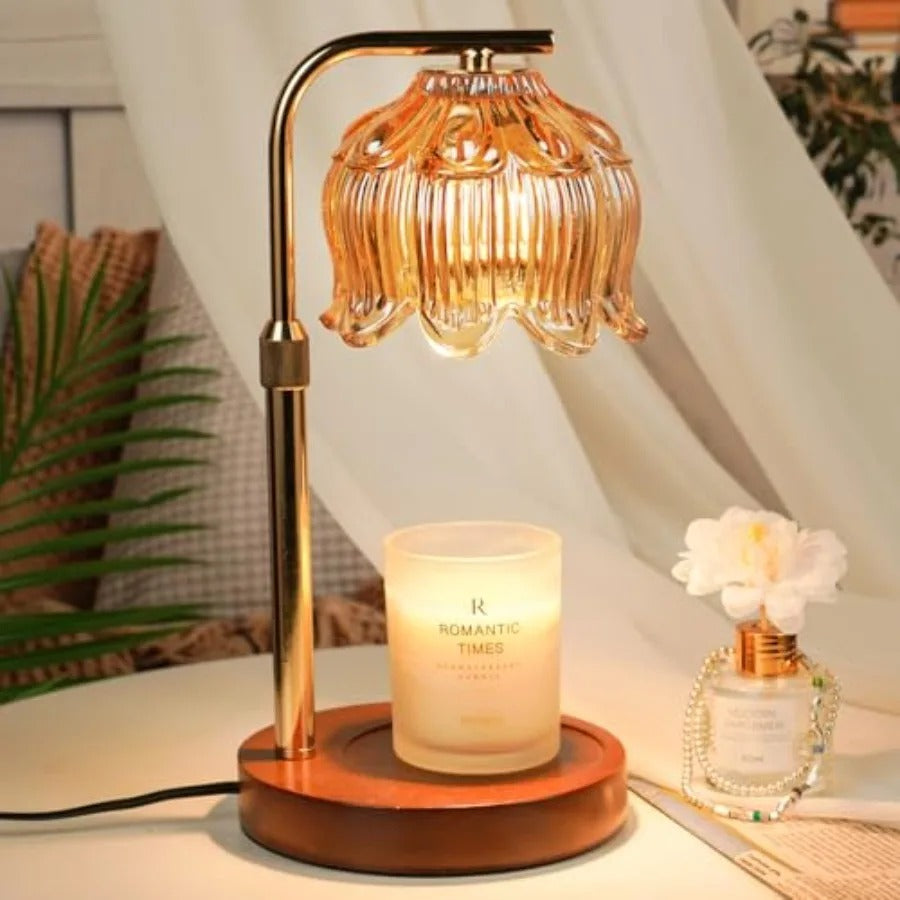 Height adjustable candle warmer lamp with timer