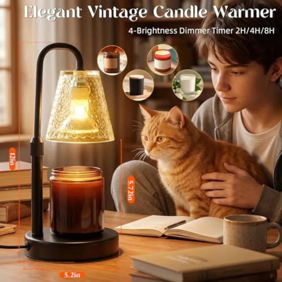 Candle Warmer Lamp 2 Pack | Dimmable Adjustable Height with Timer