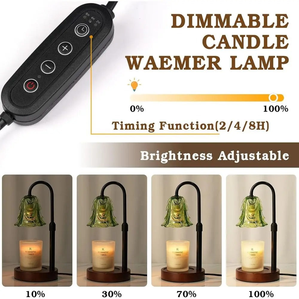 Candle Warmer Lamp with Timer | Adjustable Dimmable Wax Warmer, Green