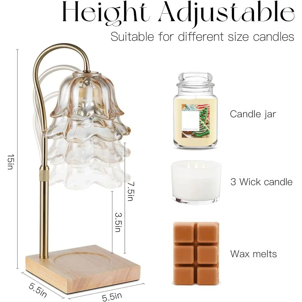 Candle Warmer Lamp with Timer | Gold Height Adjustable Wax Warmer